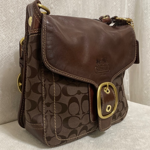 *SOLD*Coach Bleecker 65th Anniversary Jaquared Canvas Leather Shoulder Bag/Brown - Picture 3 of 17